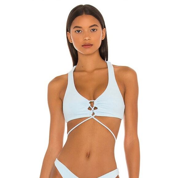 L*Space Dax Bikini Top in Sky Blue Terrycloth Size Small NWT - Picture 1 of 6